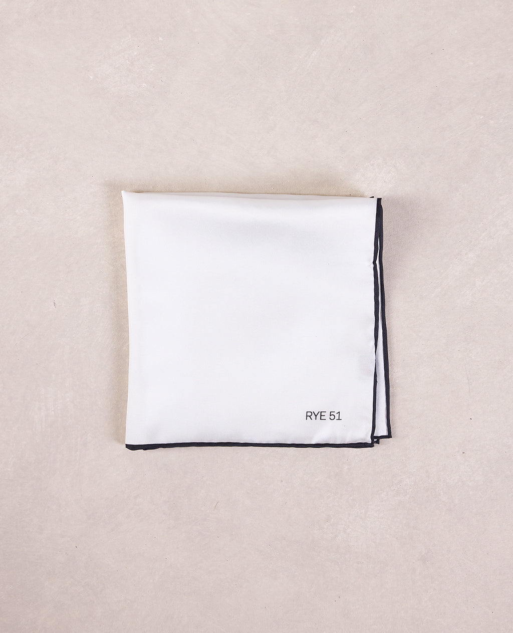 The Silk Pocket Square - 100% Silk Pocket Square - Solid White w/ Contrast Black Trim